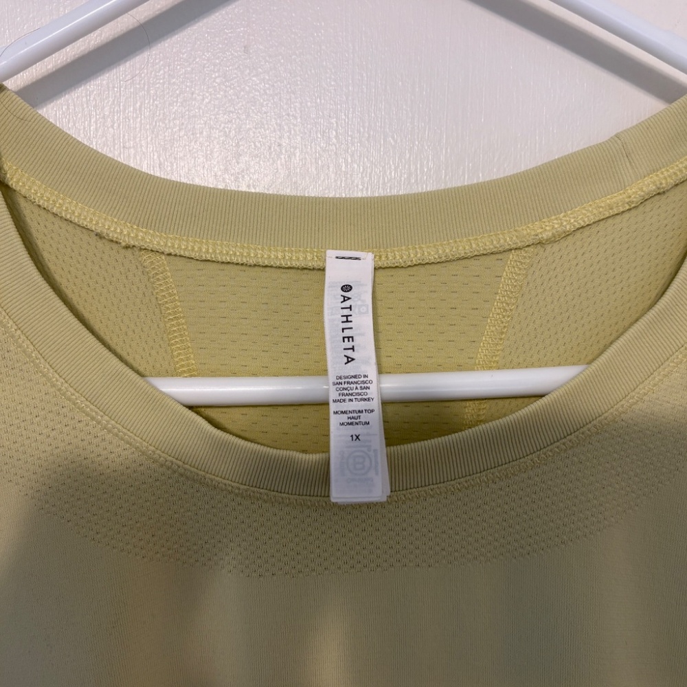 Athleta #530524 Women's Plus L/S Momentum Seamless Tee Shirt Top 1X Yellow - Picture 3 of 9